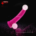 Dildo realista Waterproof brinquedos flexíveis do sexo do pénis com eixo Textured e copo forte da sucção (DYAST375)